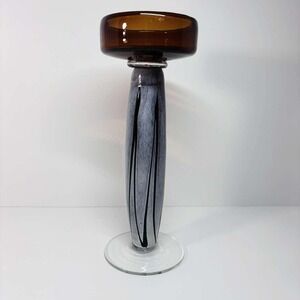 MCM‎ Studio Art Glass Modern Design Pedestal Pillar Candle Holder Ca 1960